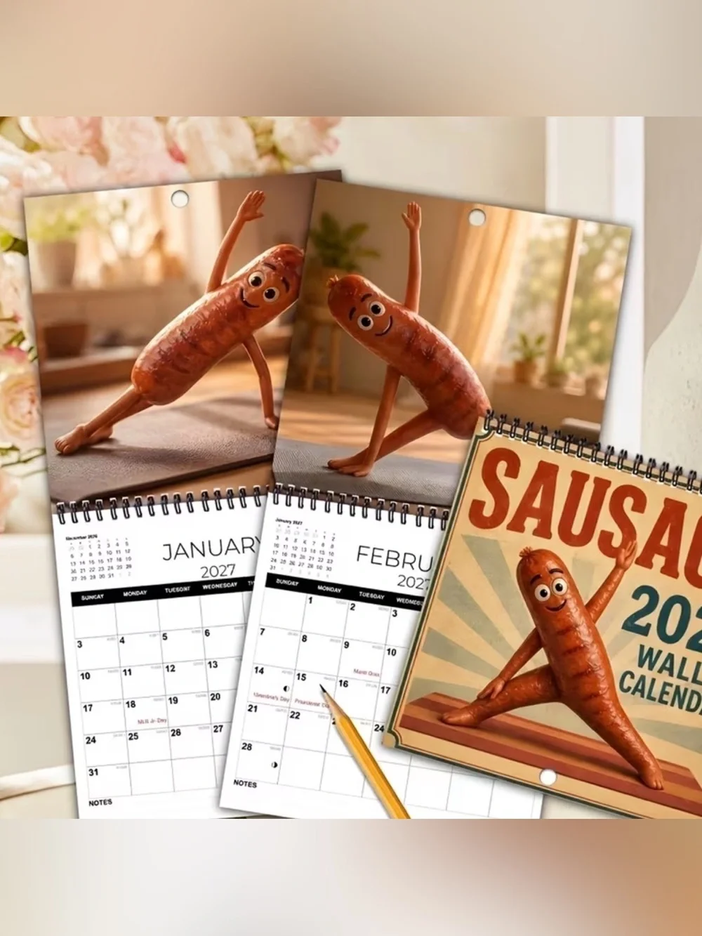 2027 Playful Sausage Wall Calendar